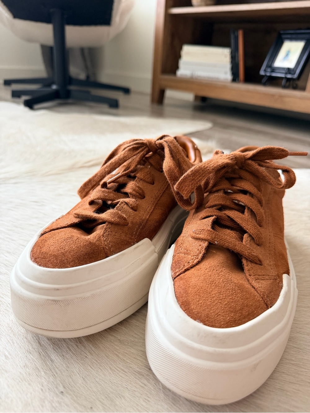 Converse Women’s. Platform Suede Sneakers - Rust Brown